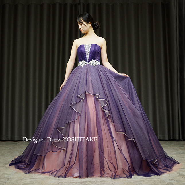 紫とピンクのカラードレスを制作しました。 – ウエディングドレス ヨシタケ